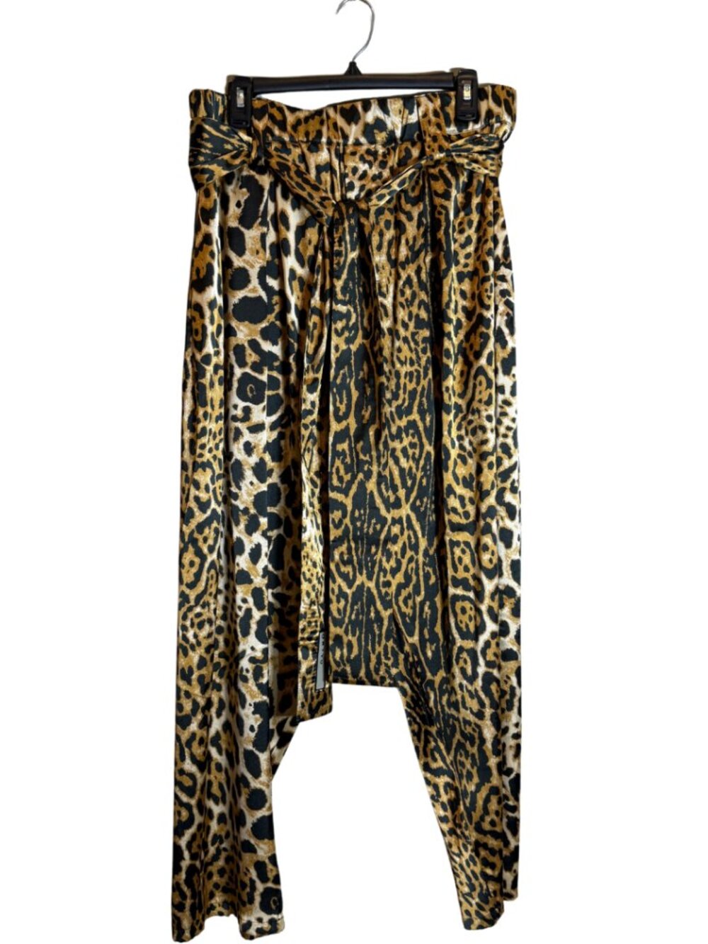 Orttu Tiziano Remi Pants Couture Men's Large Leopard Print Straight Leg Belted